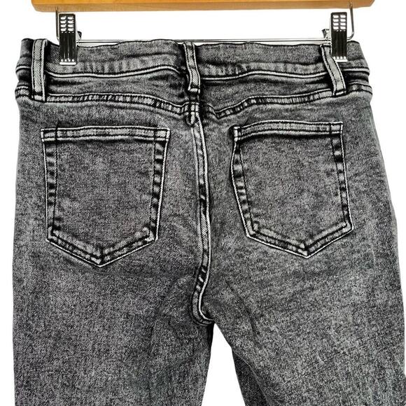 NY&Co Soho Sz 4 Ankle Legging Jeans Black Acid Washed Denim Frayed Raw Cut Hem - Picture 4 of 11